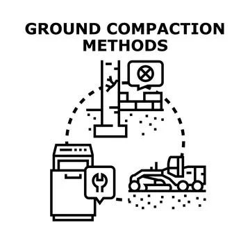 Ground compaction methods for construction engineering work Stock Illustration