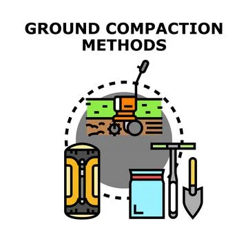 Ground compaction methods illustrating construction engineering Stock Illustration