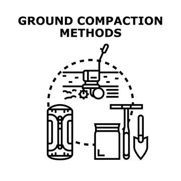 Ground compaction methods illustrating construction engineering Stock Illustration