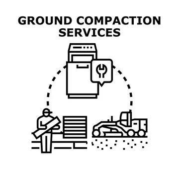 Ground compaction services for construction and earthwork Stock Illustration