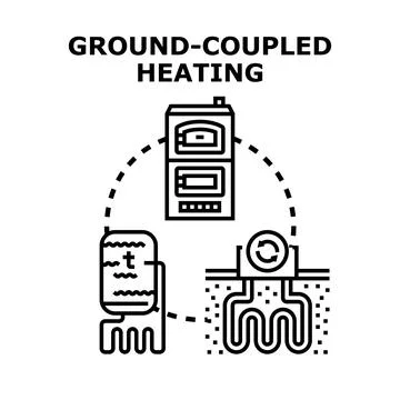 Ground coupled heating system providing renewable energy concept Stock Illustration