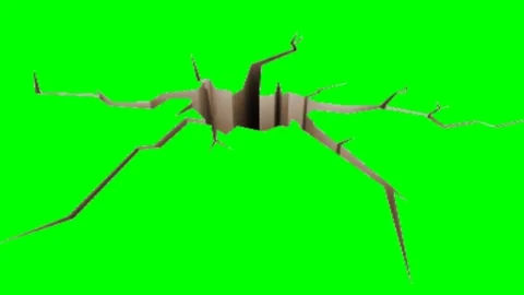 Ground Crack Hole Earthquake Effect On Green Screen Background Stock Footage 340676560