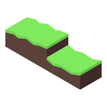 Ground crack separating green grass areas in isometric view Stock Illustration