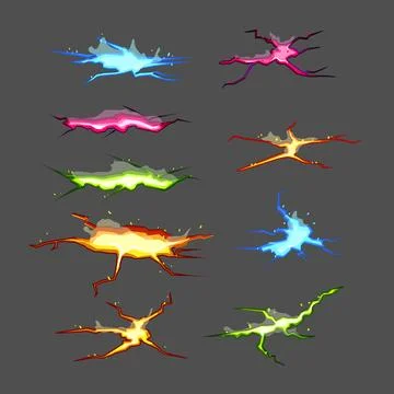 Ground crack set cartoon vector illustration Stock Illustration