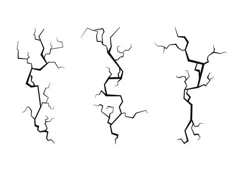 Ground Cracked Surface Set. Damaged Texture. Vector Stock Illustration