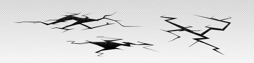 Ground cracks effect - realistic earthquake hole Stock Illustration