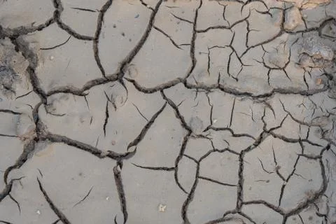 The ground cracks in the top view for the texture background without rain Foto stock