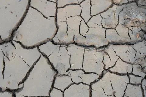 The ground cracks in the top view for the texture background without rain Stock Photos