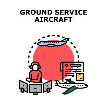 Ground crew managing flight operations and cargo delivery Stock Illustration