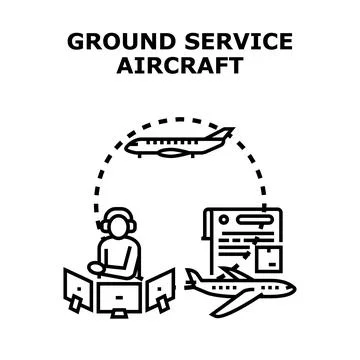 Ground crew managing flight operations and cargo delivery Stock-Illustration