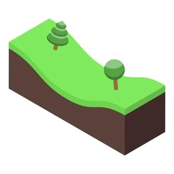 Ground cross section showing soil layers and trees in isometric view Stock Illustration
