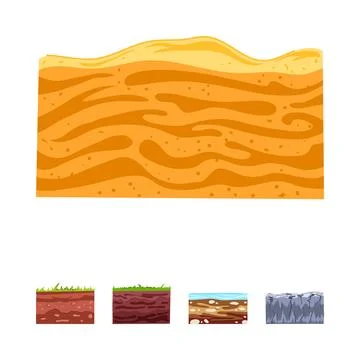 Ground cross section with various soil layers 库存插图