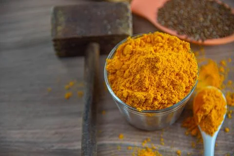 Ground culinary condiment made from saffron (Crocus sativus) Stock Photos