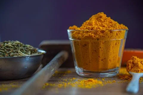Ground culinary condiment made from saffron (Crocus sativus) Stock Photos