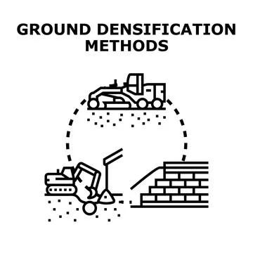 Ground densification methods applied in engineering construction Stock Illustration