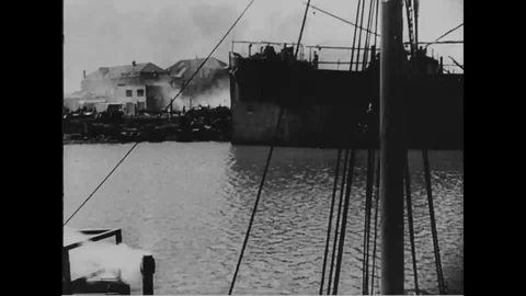 Ground destruction of town Dunkerque after WWII - 1940 Stock Footage 103601601