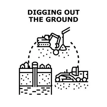 Ground digging and earthwork preparation concept Stock Illustration