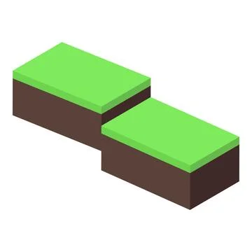 Ground displacement creating two levels of terrain with grass Stock Illustration
