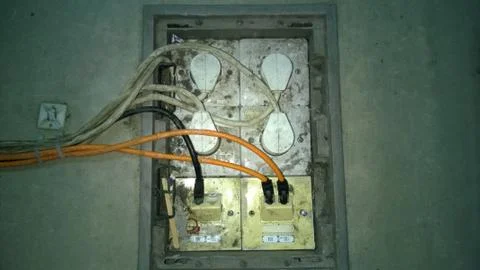 Ground electrical wiring in the floor Fotos Stock