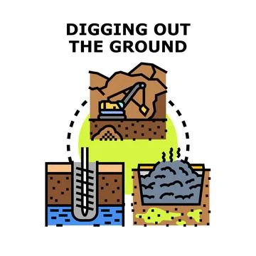 Ground excavation and drilling process concept Stock Illustration