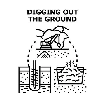 Ground excavation and drilling process concept Stock Illustration
