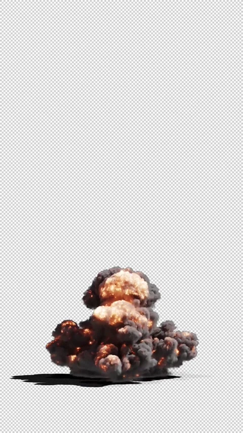 Ground Explosion with shadows on Alpha Stock Footage 216837977