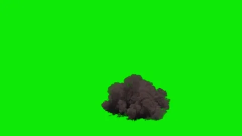 Ground Explosion in varying Yellow and Orange Flames and Dense Grey Smoke Stock Footage 340998415