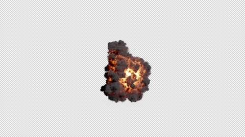 Ground Fire and Smoke Explosion Isolated on Black Background with Alpha Channel. Stock-Footage 234126058