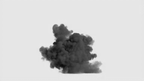 Ground Fire and Smoke Explosion Isolated on Black Background with Alpha Channel. Stock Footage 234126080