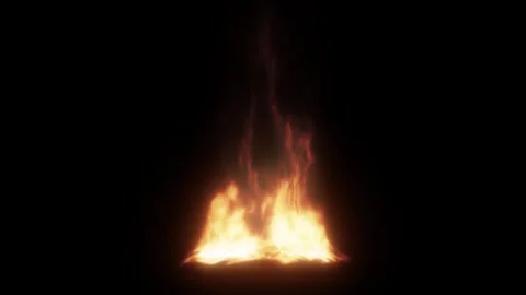Ground Fire Flame On black screen stock video footage Stock Footage 252449089