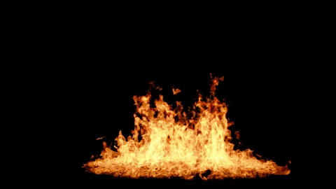 Ground Flames, Intense, vibrant flames dance and rise from a glowing base Stock Footage 340205988