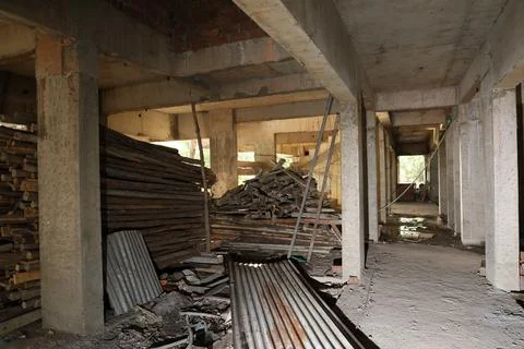 A ground floor of an under construction building and apartment Stock Photos