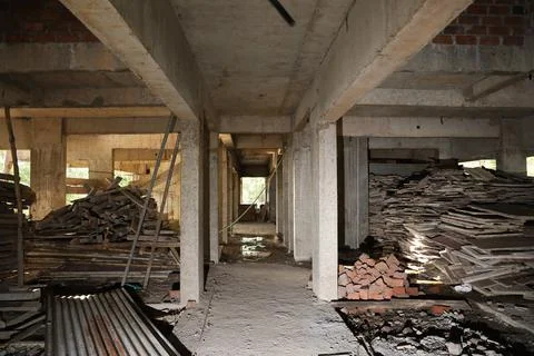 A ground floor of an under construction building and apartment Stock Photos