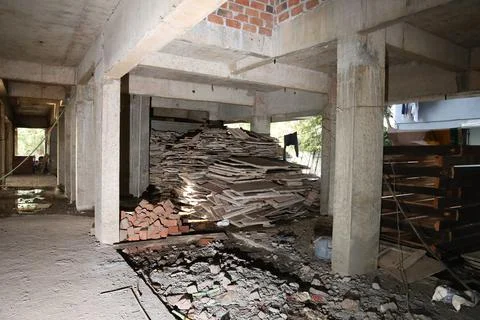 A ground floor of an under construction building and apartment Stock Photos