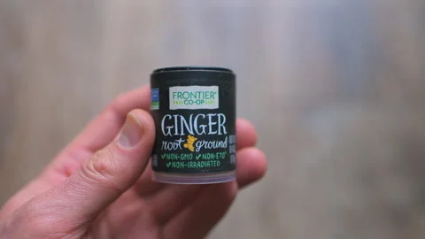 Ground ginger root seasoning shaker by Frontier traditional condiment 스톡 동영상 336782703