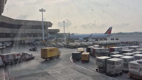 Ground handling activity on the airport Video stock 336909247