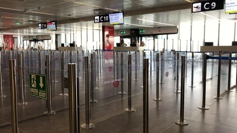 Ground hostesses perform preliminary operations before boarding the passengers. Stock Footage 94139719