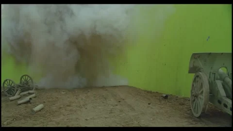 Ground Impact Tactical Fire Blast Atmospheric Layer On Green Screen Stock Footage 335944734