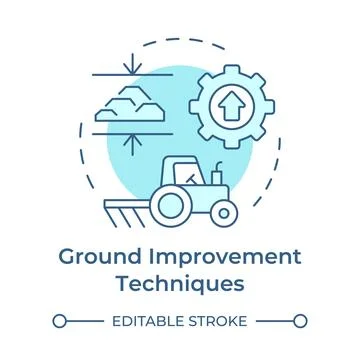 Ground improvement techniques soft blue concept icon Stock Illustration