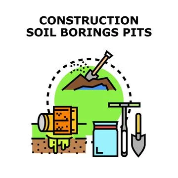Ground investigation for construction engineering soil analysis Stock Illustration