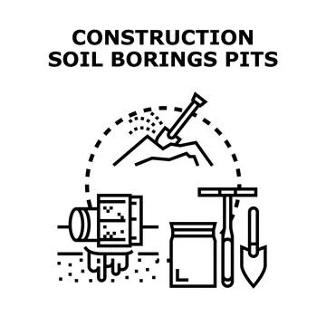 Ground investigation for construction engineering soil analysis Stock Illustration