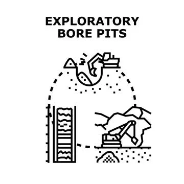 Ground investigation exploring bore pits and soil core sampling Ilustração Stock