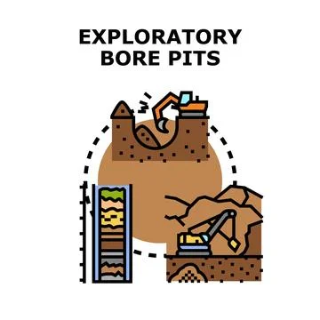 Ground investigation exploring bore pits and soil core sampling Stock Illustration