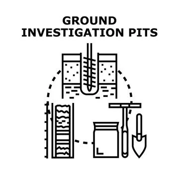 Ground investigation pits preparing soil for construction イラスト素材
