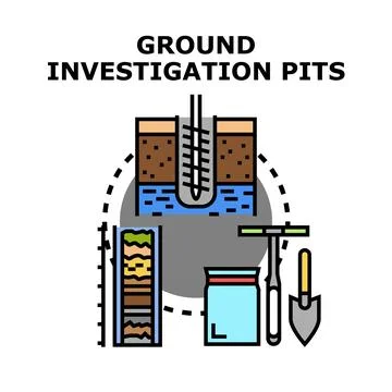 Ground investigation pits preparing soil for construction Stock Illustration