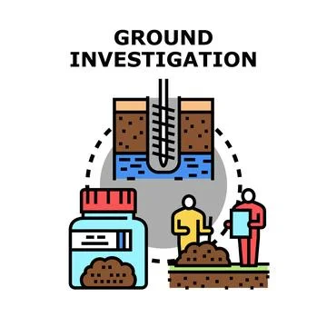 Ground investigation process exploring soil and earth structure Stock Illustration
