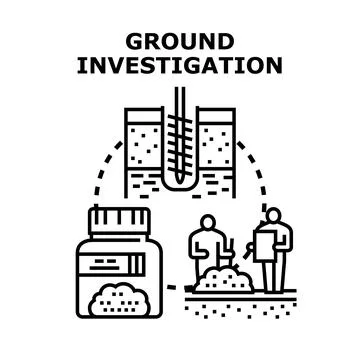 Ground investigation process exploring soil and earth structure Stock Illustration