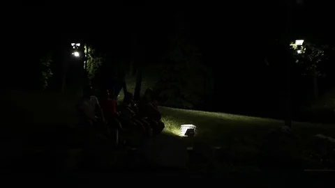 Ground Lamp Display on Lawn Stock Footage