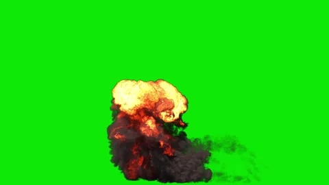 Ground Large Explosion like a Missile Strike mushroom shaped in Orange flames Stock Footage 339649996
