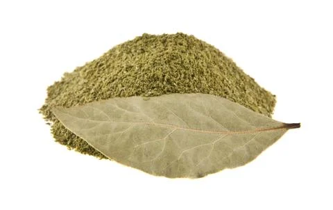 Ground laurel leaf isolated on white background Stock Photos